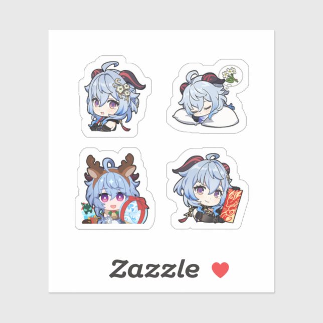 Ganyu Genshin Impact 4 Pack Sticker Sheet (Sheet)