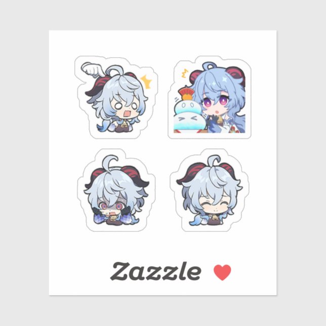 Ganyu Genshin Impact 4 Pack Sticker Sheet Extra Pa (Sheet)