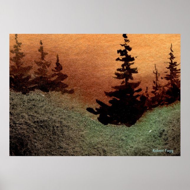 "Gap #1" Paysage Poster arbres pins coucher de sol (Devant)