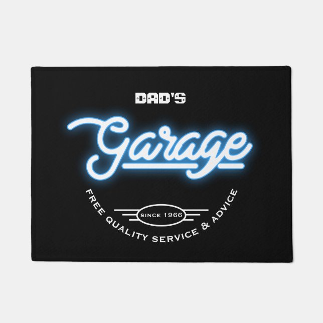 Garage Any Name Neon Effect Any Saying Retro  Doormat (Front)