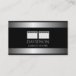 Garage Door Company Metallic Metal Business Card