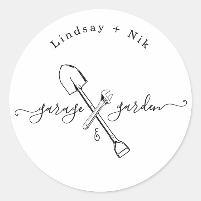 Garage & Garden Bridal / Couple's Shower Classic Round Sticker (Front)