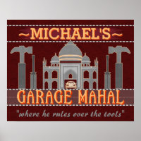 Garage Mahal Man Cave Funny Personalized Guy Humou