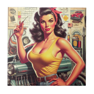 Garage Mechanic Pin-up Tile