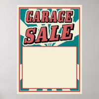 Garage sale poster retro vintage