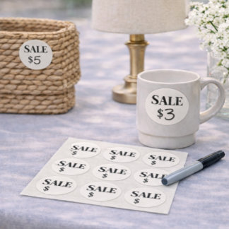 Garage Sale Price Stickers | Blank Sale Labels