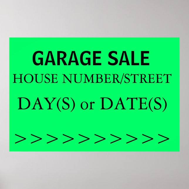 GARAGE SALE SIGN - right arrow (Front)