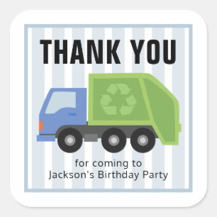 Garage Truck thank you Birthday Sticker