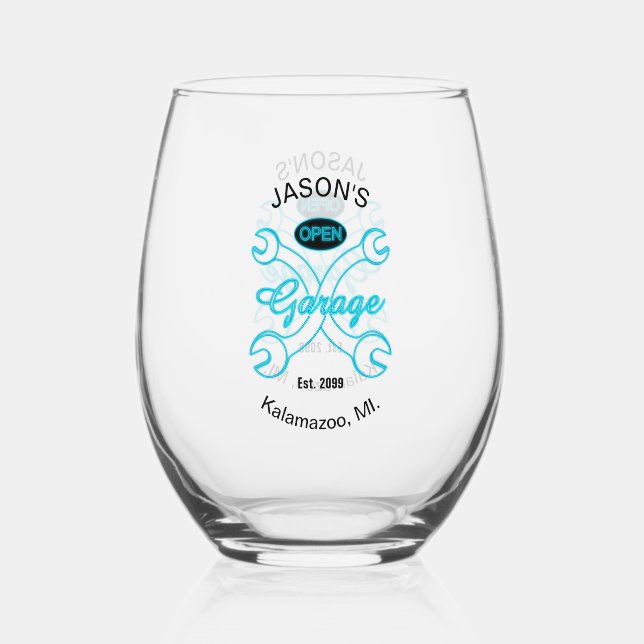  Garage Wrenches Drinkware Cocktail Stemless Wine Glass (Front)