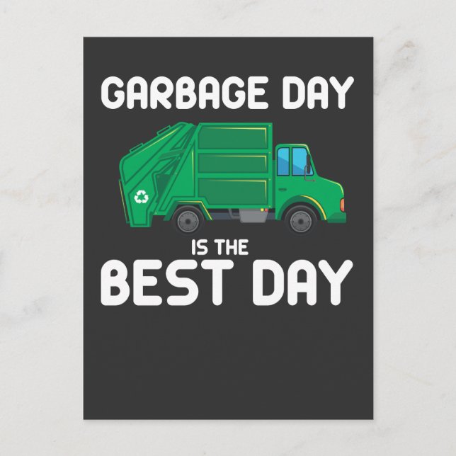 Garbage Day Fun Trash Truck Waste Trucker Dumpster Postcard (Front)