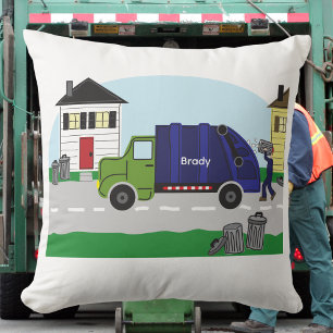 Garbage Day is the Best Day!" Garbage Truck Name Throw Pillow