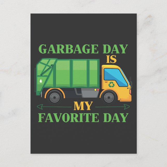 Garbage Day Kids Garbage Truck Trash Recycling Postcard (Front)