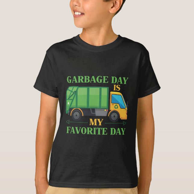 Garbage Day Kids Garbage Truck Trash Recycling T-Shirt (Front)