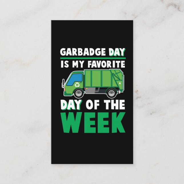 Garbage Day Trash Truck Waste Disposal Dumpster Business Card (Front)