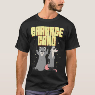 Garbage Gang Animals Raccoon and Opossum Trash Pan T-Shirt