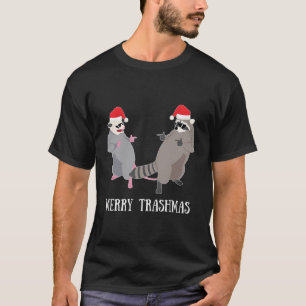 Garbage Gang Opossum Raccoon Santa Claus Merry Tra T-Shirt