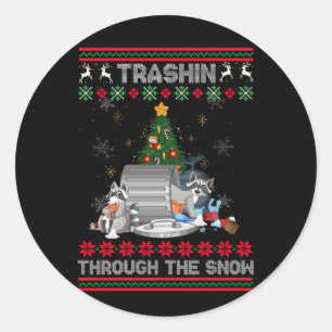 Garbage Gang Opossum Raccoon Ugly Christmas Sweate Classic Round Sticker