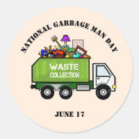 Garbage Man Day Stickers with Garbage Truck