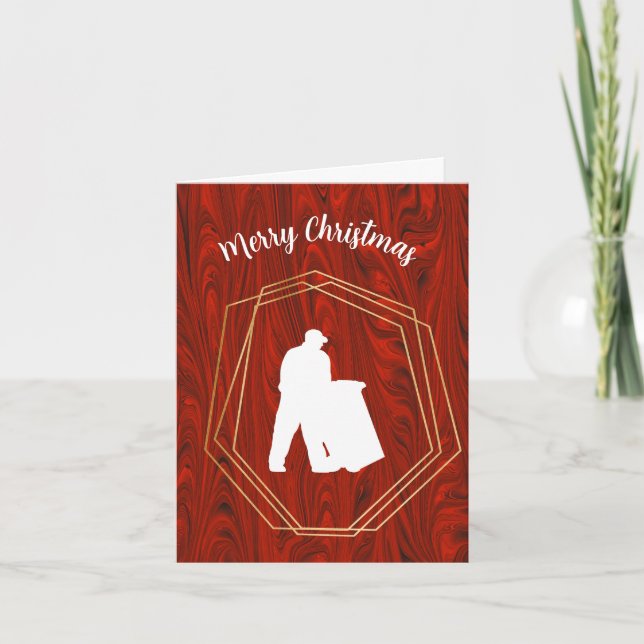 Garbage Man Silhouette Christmas Card (Front)