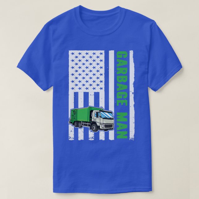 Garbage Man US Flag Garbage Truck  T-Shirt (Design Front)