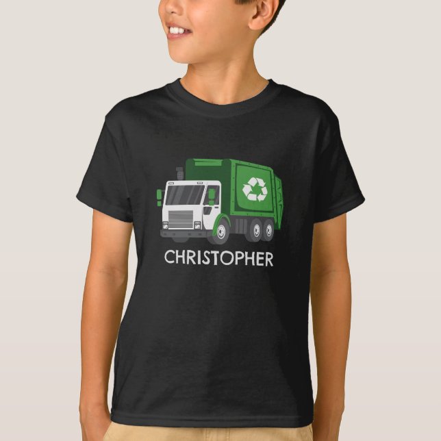 Garbage/Recycle Truck with Kids Name T-Shirt (Front)