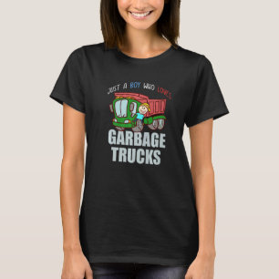 Garbage Smiling Truck Boy Love Recycling Day Dustc T-Shirt