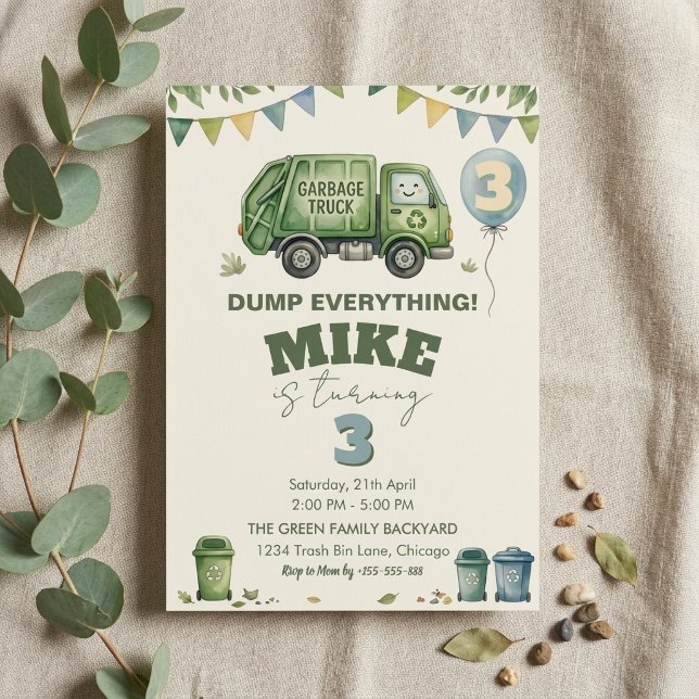 Garbage Truck Birthday Invitation (Creator Uploaded)