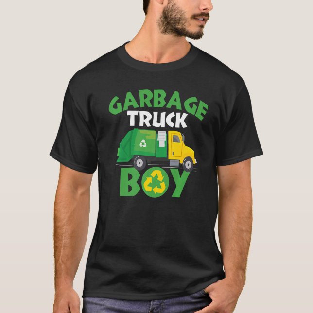 Garbage Truck Boy  Trash Bin Waste Management Recy T-Shirt (Front)