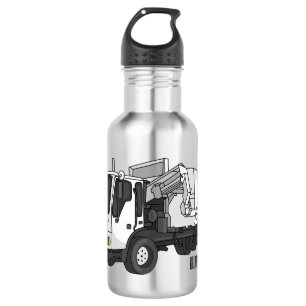 Garbage truck cartoon illustration 532 ml water bottle