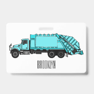 Garbage truck cartoon illustration badge