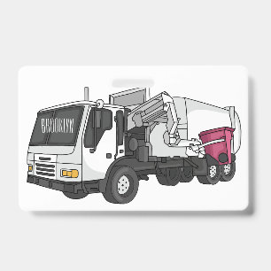 Garbage truck cartoon illustration badge