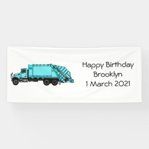 Garbage truck cartoon illustration banner