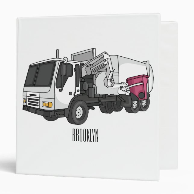 Garbage truck cartoon illustration  binder (Front/Inside)