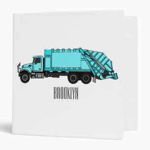 Garbage truck cartoon illustration binder