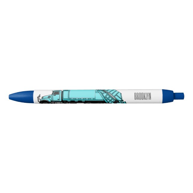 Garbage truck cartoon illustration black ink pen (Front)