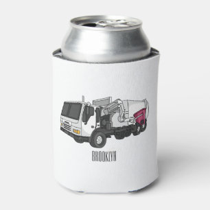 Garbage truck cartoon illustration can cooler