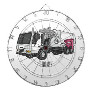 Garbage truck cartoon illustration dartboard
