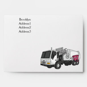 Garbage truck cartoon illustration envelope