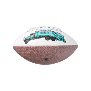 Garbage truck cartoon illustration football