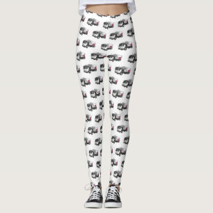 Garbage truck cartoon illustration leggings