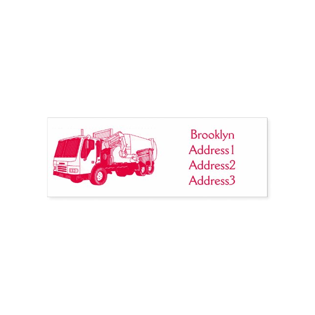 Garbage truck cartoon illustration self-inking stamp (Design)