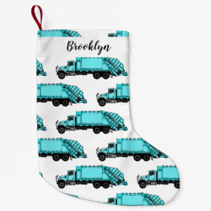 Garbage truck cartoon illustration small christmas stocking