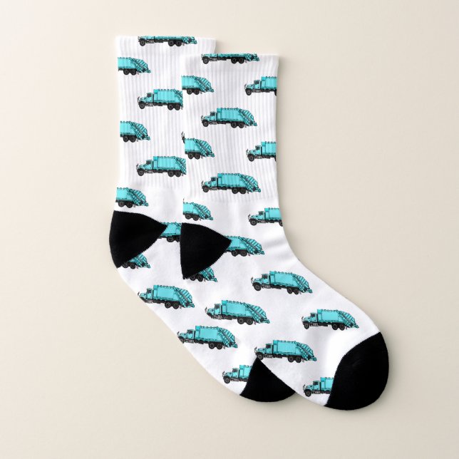 Garbage truck cartoon illustration socks (Pair)