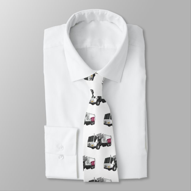Garbage truck cartoon illustration tie (Tied)