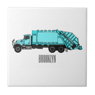 Garbage truck cartoon illustration tile
