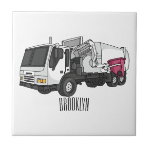 Garbage truck cartoon illustration tile