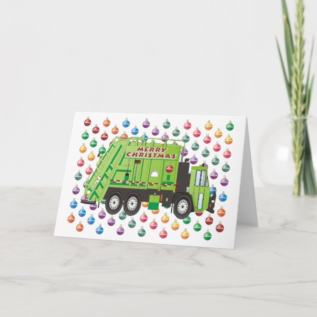 Garbage Truck Christmas Holiday Card (Front)