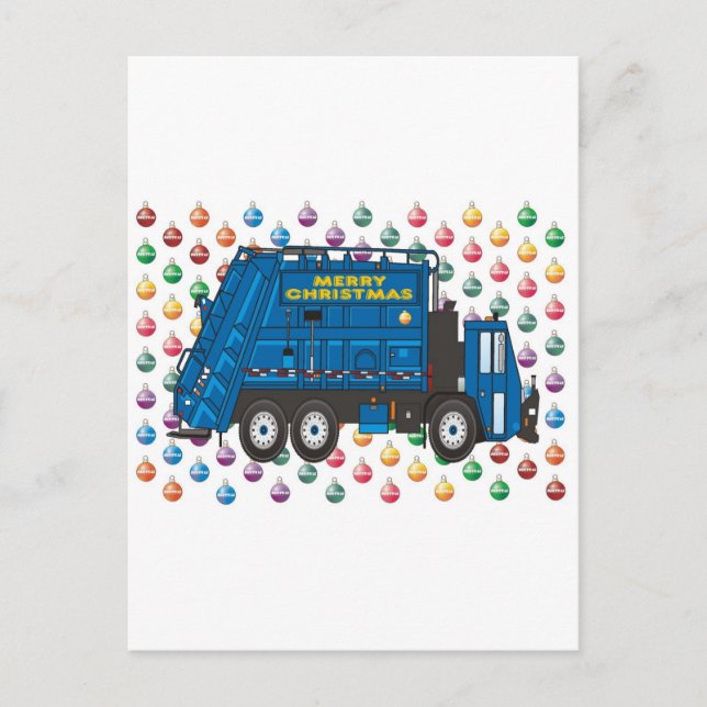 Garbage Truck Christmas Holiday Postcard (Front)