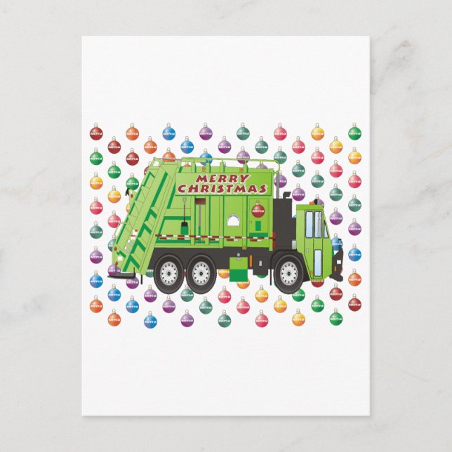 Garbage Truck Christmas Holiday Postcard (Front)