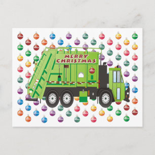 Garbage Truck Christmas Holiday Postcard